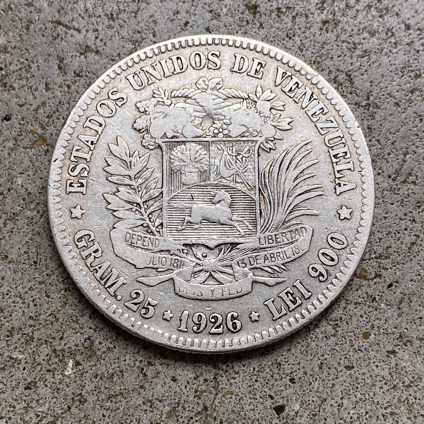 Zilver munt 1926 LEI 900 ESTADOS UNIDOS DE VENEZUELA